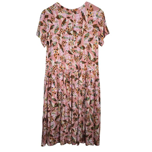 LOGO Lori Goldstein Women's Sadie Pink Floral Midi Henley Dress Sz SP - Picture 8 of 11